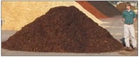  The photo shows ten cubic yards of mulch, in relation to a six-foot-tall man.